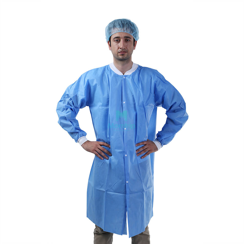 Blue Non Woven Laboratory Clean Room Protective Disposable Custom Lab Coat