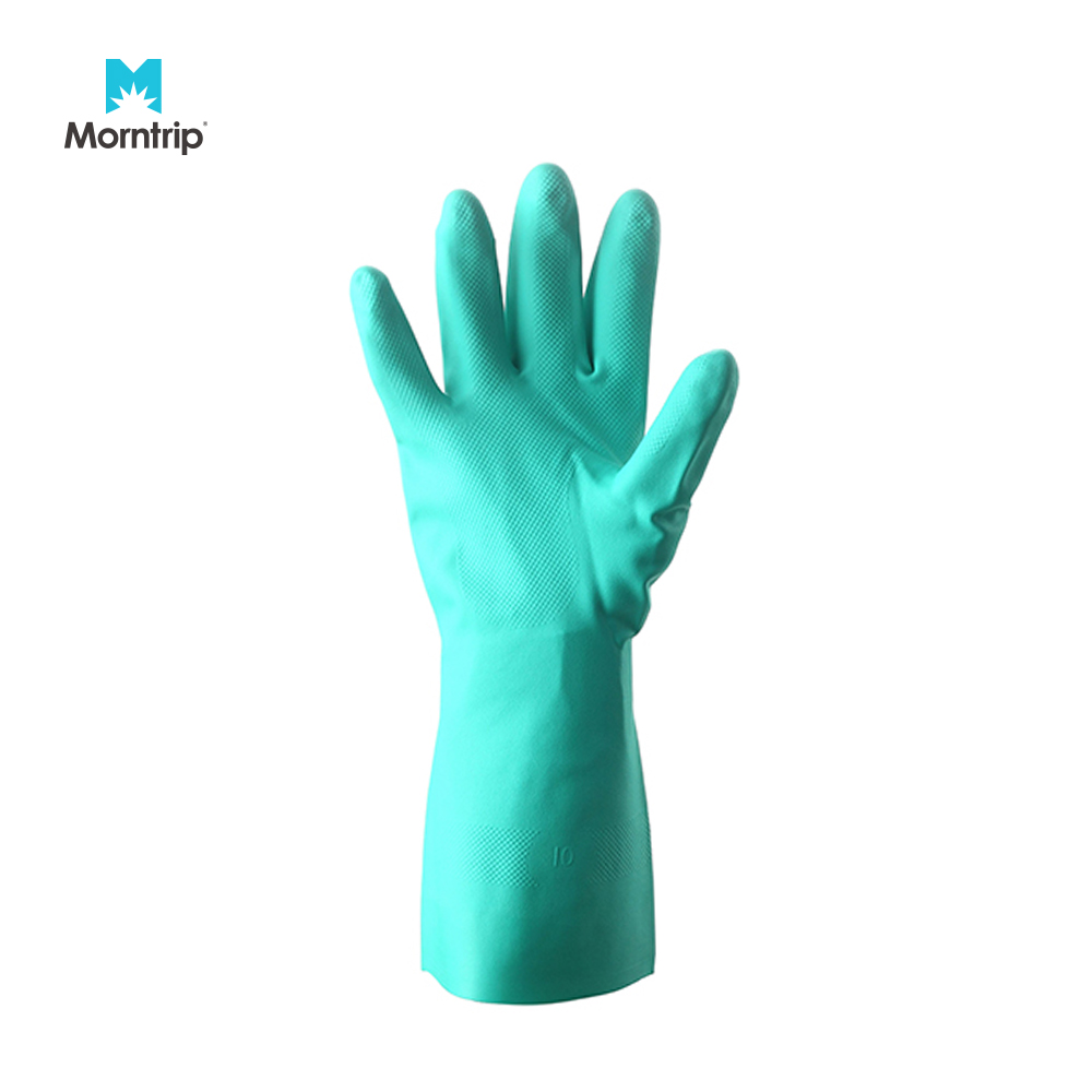 Heavy Duty Work Elow Length Industrial Chemical Durable Natural Latex Protective Chemical Rubber Gloves