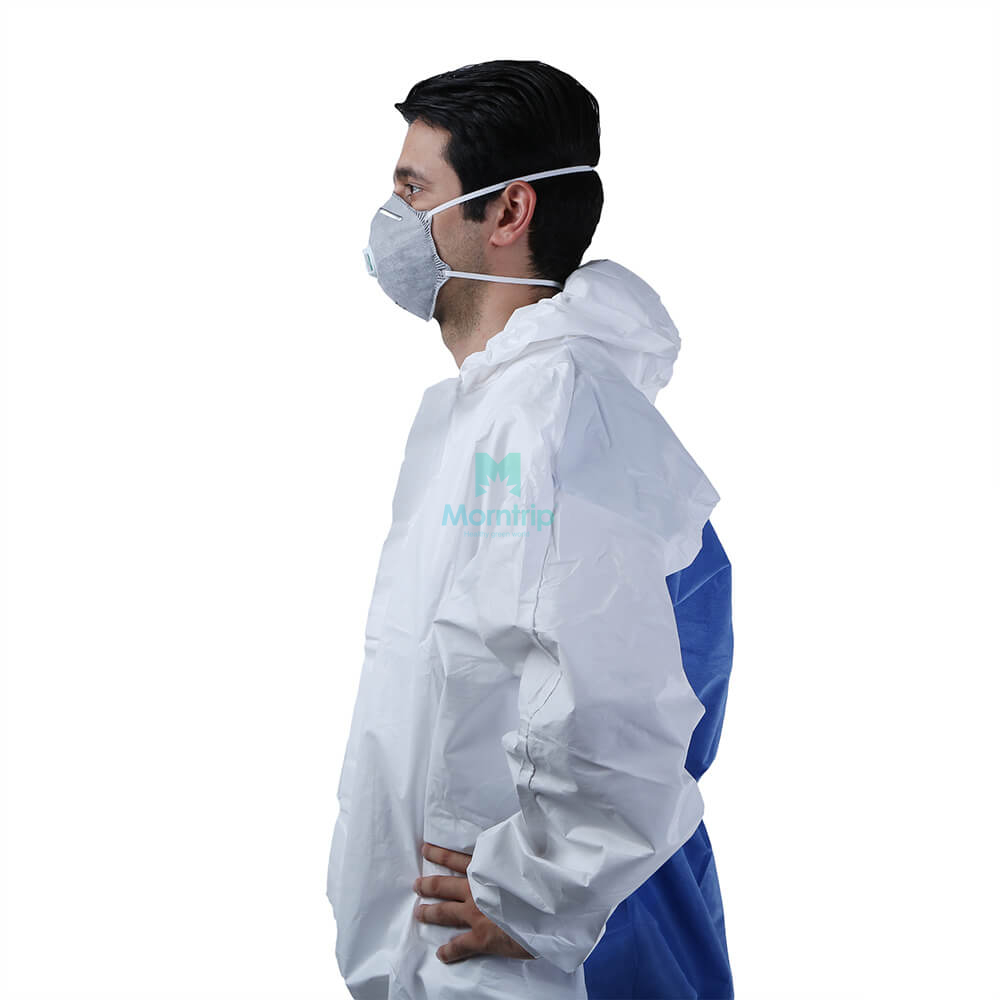 Microporous Combined with SMS Breathable Type 5 6 Hooded Dustproof Splashproof Ce Certificated Nonwoven Protective Clothing