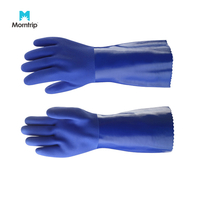 Blue Neoprene Handling Reinforced Strongest Chemical Protection Safety Durable Rubber Gloves
