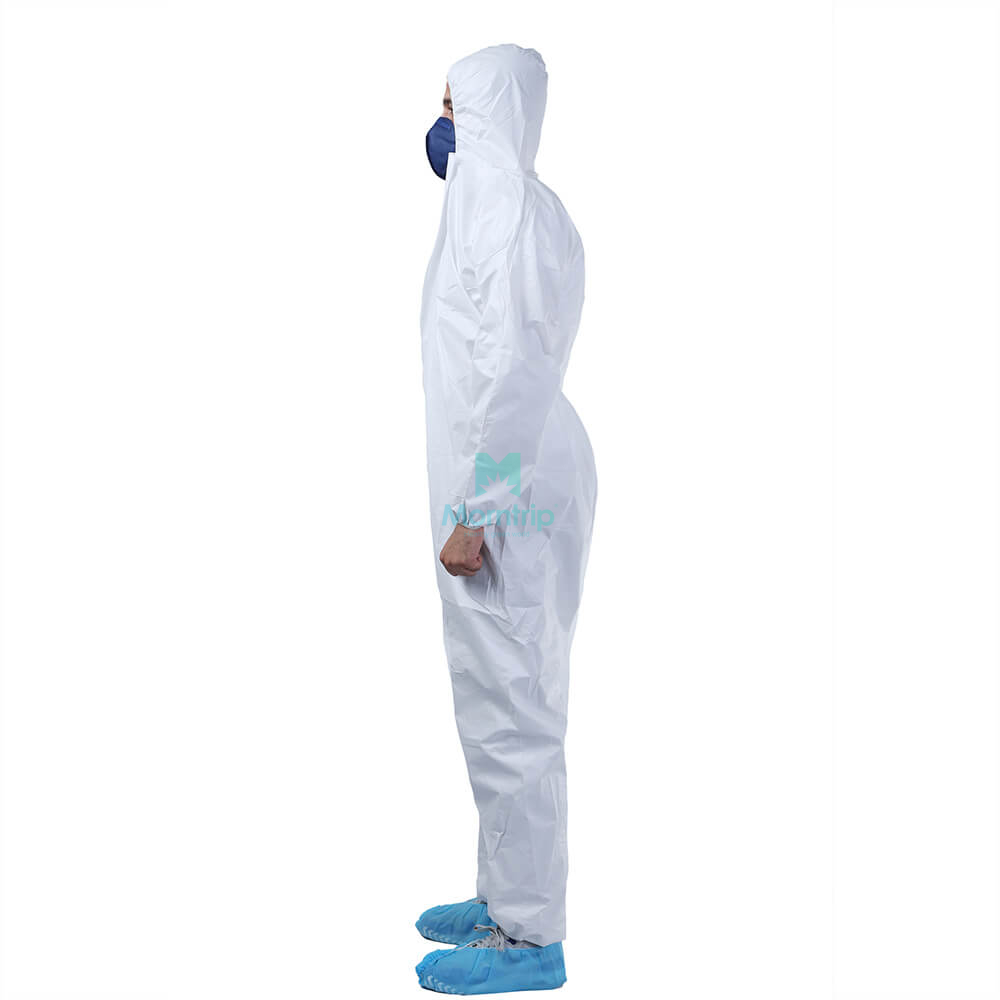 White Panting Spraying Full Body Nonwoven Overall Safety Disposable Work Wear Anti Static Hazmat Suit Clothing