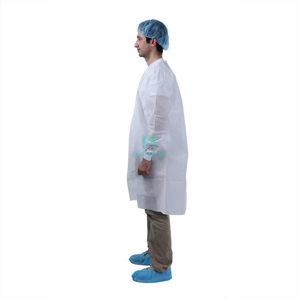 White Non Woven Polypropylene Science Protective Disposable Lab Coat