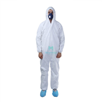 Isolation Waterproof Type 5 6 Chemical Hooded Disposable Protective Clothing with Elastic Wrists