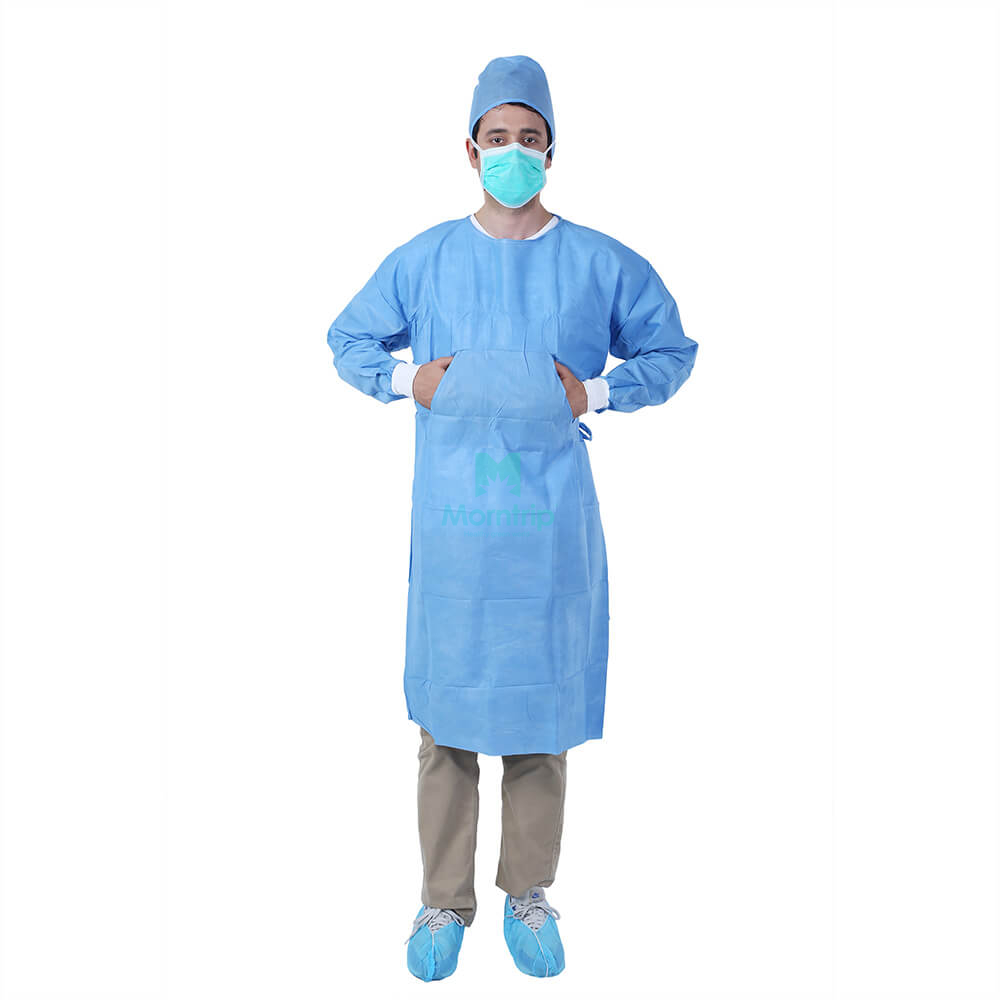 Morntrip Insulation Non Woven Waterproof Protective Breathable Disposable Long Sleeve Isolation Gowns 