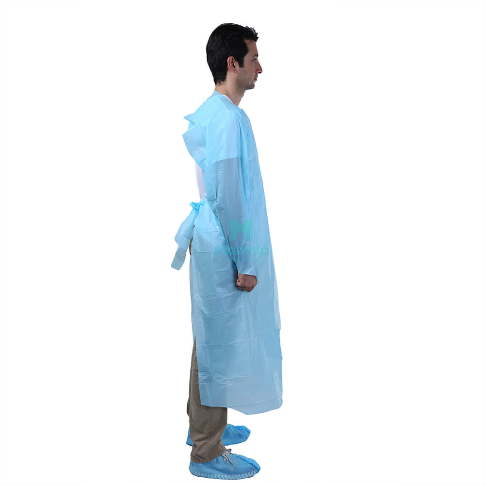 Waterproof Plastic Sanitary Apron Non Sterile Disposable CPE Isolation Gown with Thumb Loop